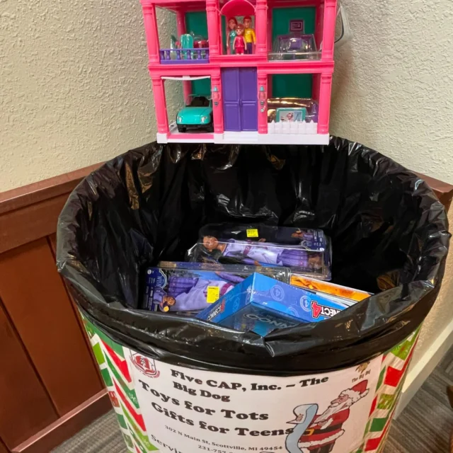 Be sure to drop off your Toys for Tots contributions! We are a drop off site.